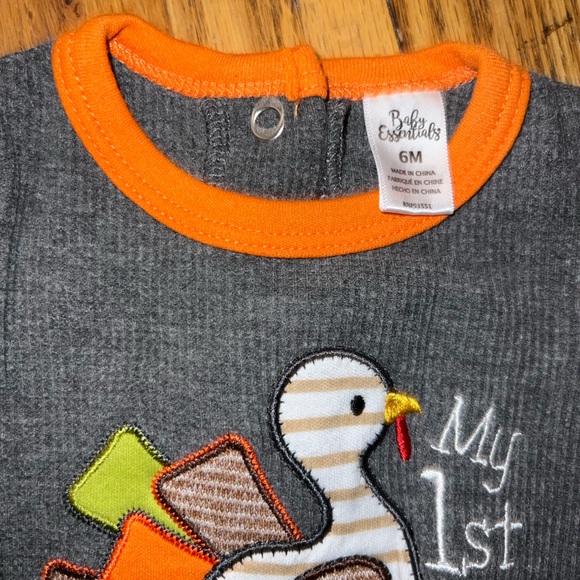 1st Thanksgiving Infant Onesie with a Bib - Picture 2 of 3